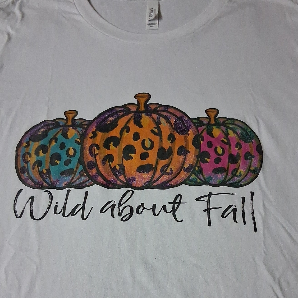 Bella Canvas White Tee with Colorful Pumpkin Design